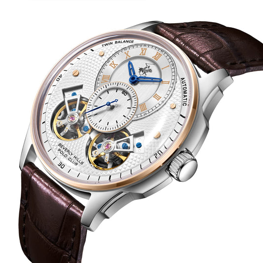 Beverly Hills Polo Club Montre Homme Automatic Twin Balance Cuir