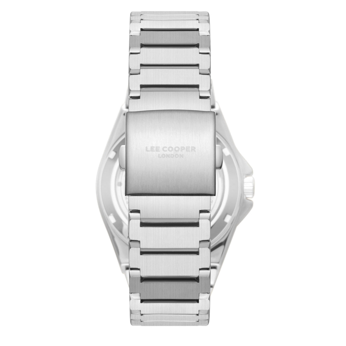 Montre homme Lee Cooper Hampton automatique cœur ouvert bleu – vue arrière