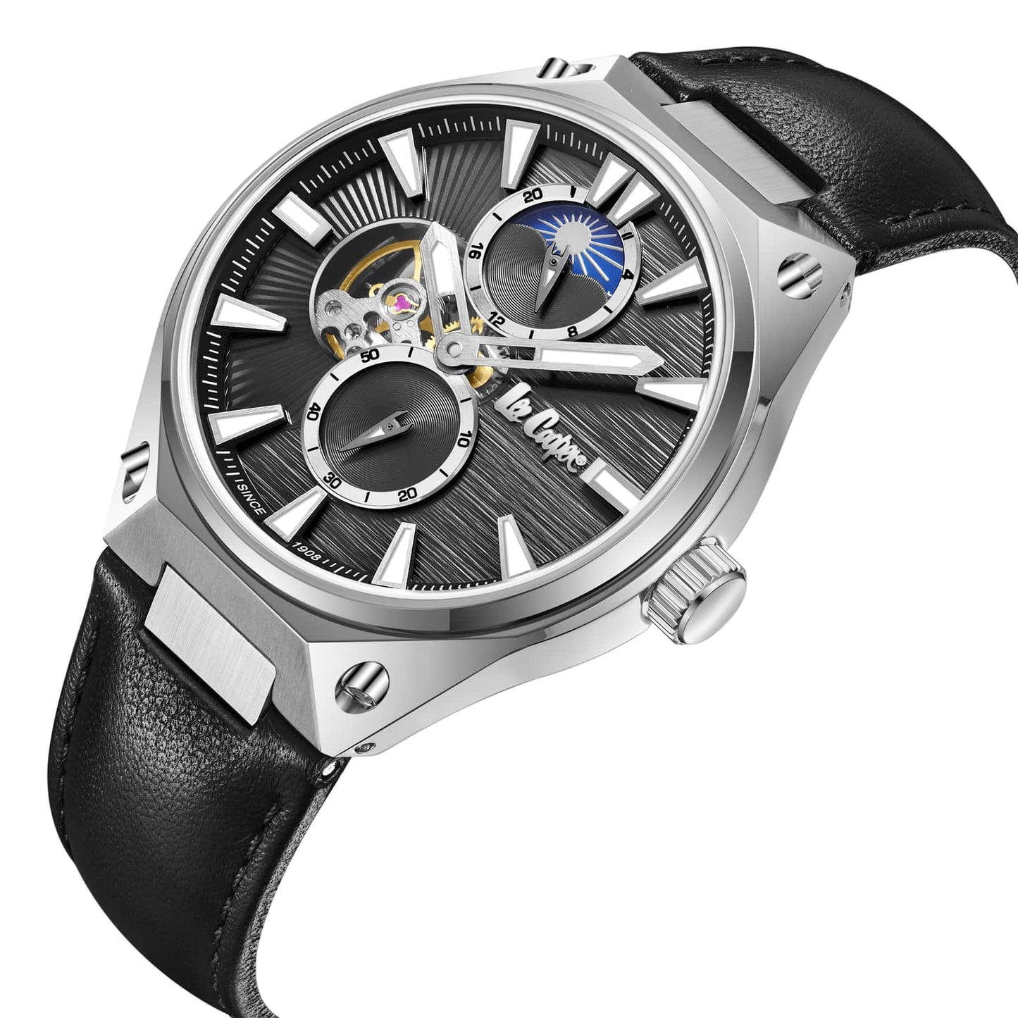 Lee Cooper Montre Homme Automatic Moon Phase Skeleton