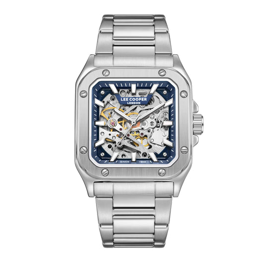 Lee Cooper Montre Homme Automatic Skeleton Cadran Bleu