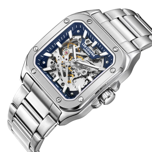Lee Cooper Montre Homme Automatic Skeleton Cadran Bleu