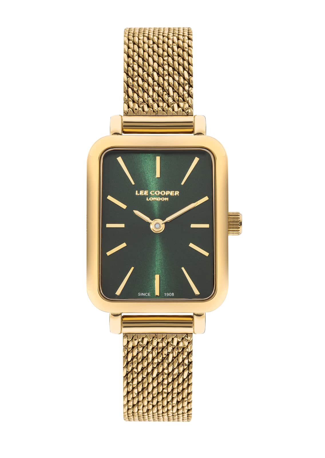 Lee Cooper Montre Femme Mesh Doré Cadran Vert