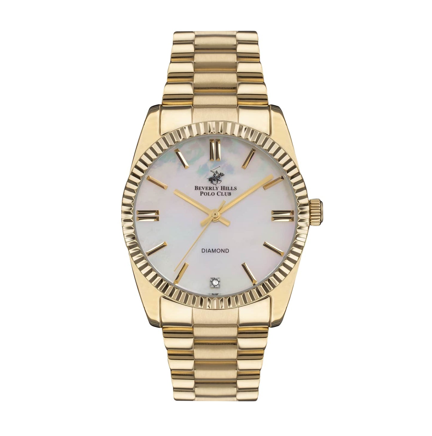 Beverly Hills Polo Club Montre Femme Diamond Nacré Dorée