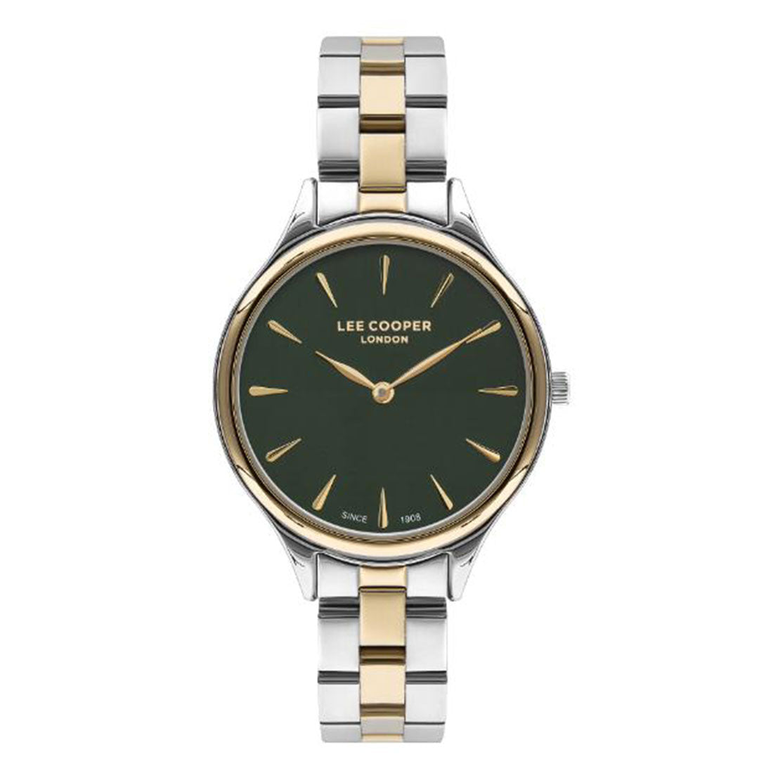 Montre femme Lee Cooper Chelsea bicolore cadran vert – vue de face