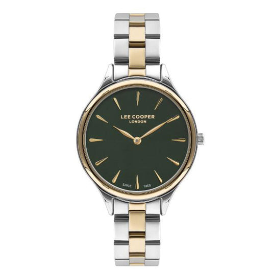 Montre femme Lee Cooper Chelsea bicolore cadran vert – vue de face