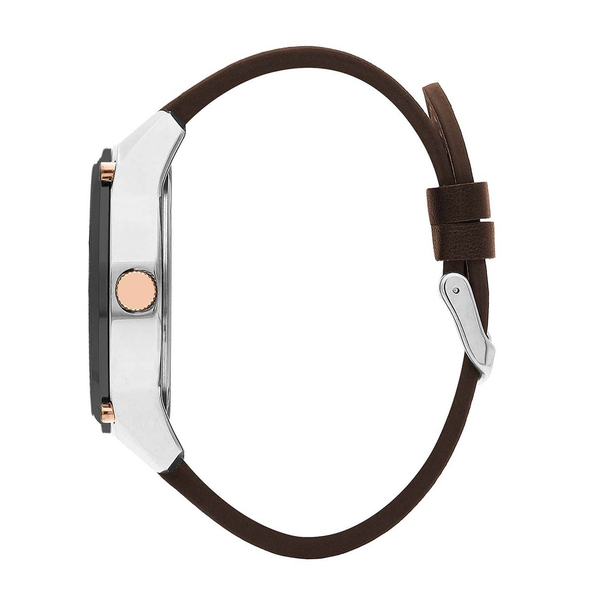 Montre homme Lee Cooper Camden noire cuir marron – vue de profil