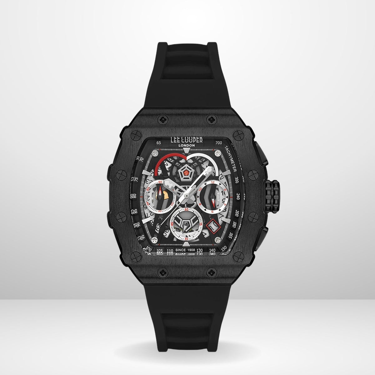 Montre homme Lee Cooper Goodwood tonneau chronographe noir – mise en scène