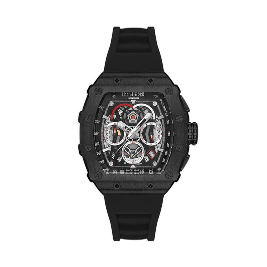 Montre homme Lee Cooper Goodwood tonneau chronographe noir – vue de face
