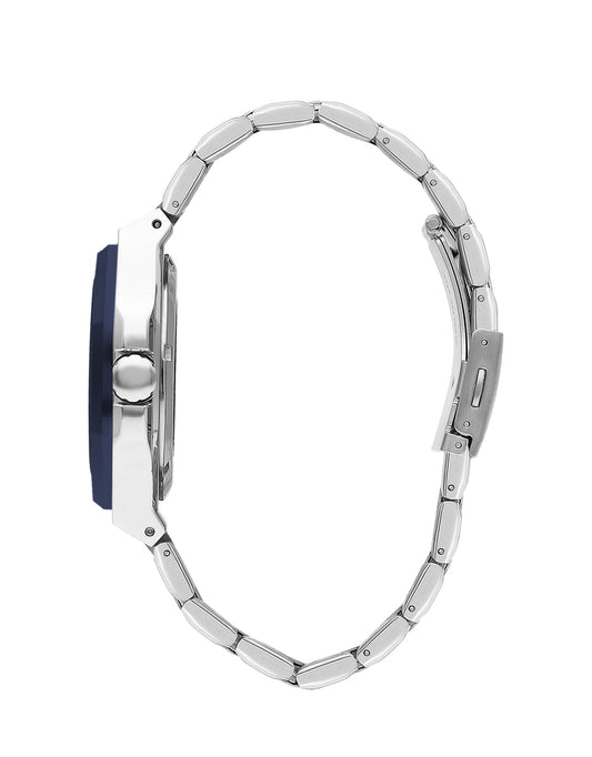 Montre homme Lee Cooper Thames automatique squelette bleu – vue de profil