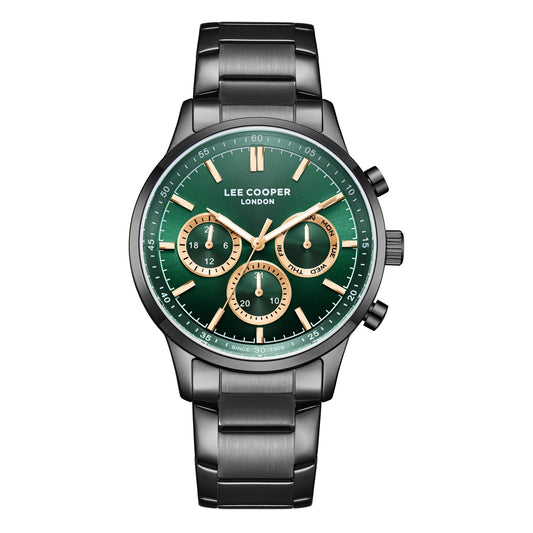 Montre homme Lee Cooper Shoreditch gunmetal cadran vert – vue de face