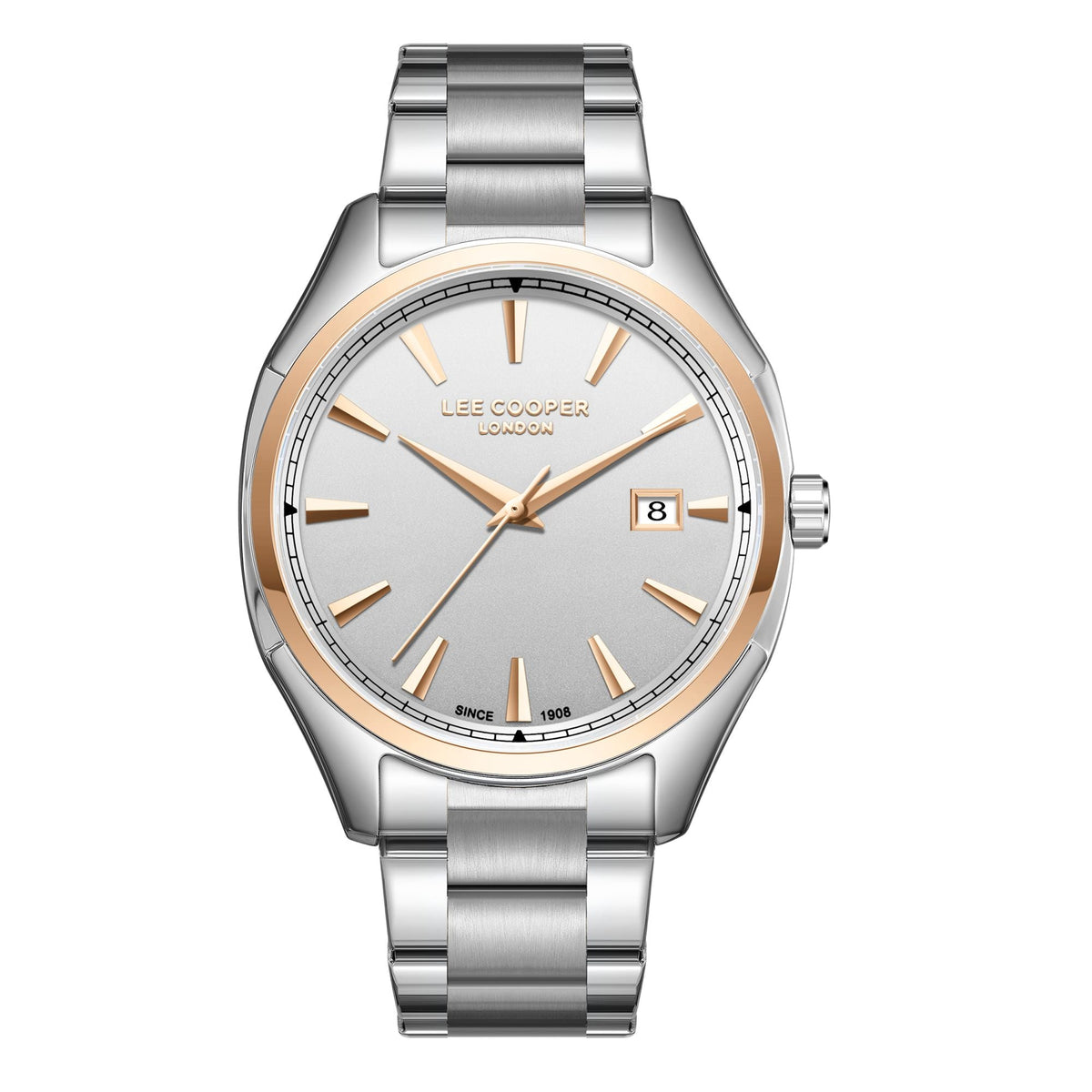Montre homme Lee Cooper Holborn argenté rose doré – vue de face