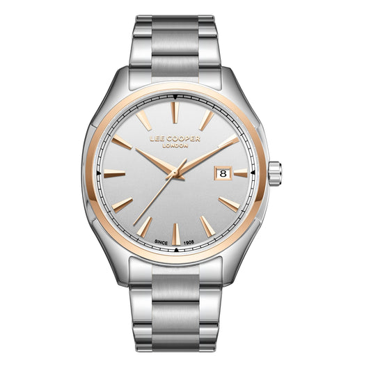 Montre homme Lee Cooper Holborn argenté rose doré – vue de face