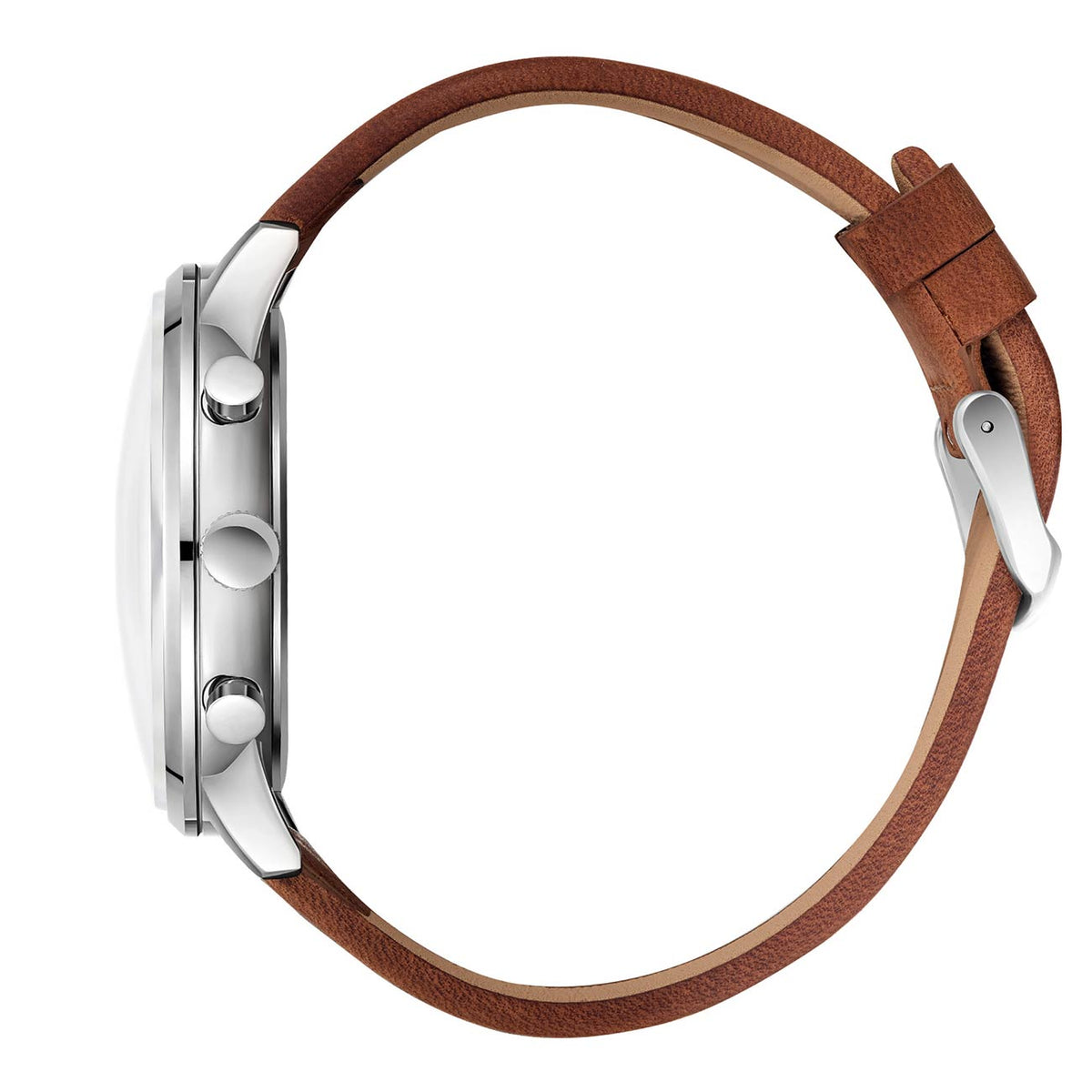 Montre homme Lee Cooper Hampstead verte cuir marron – vue de profil