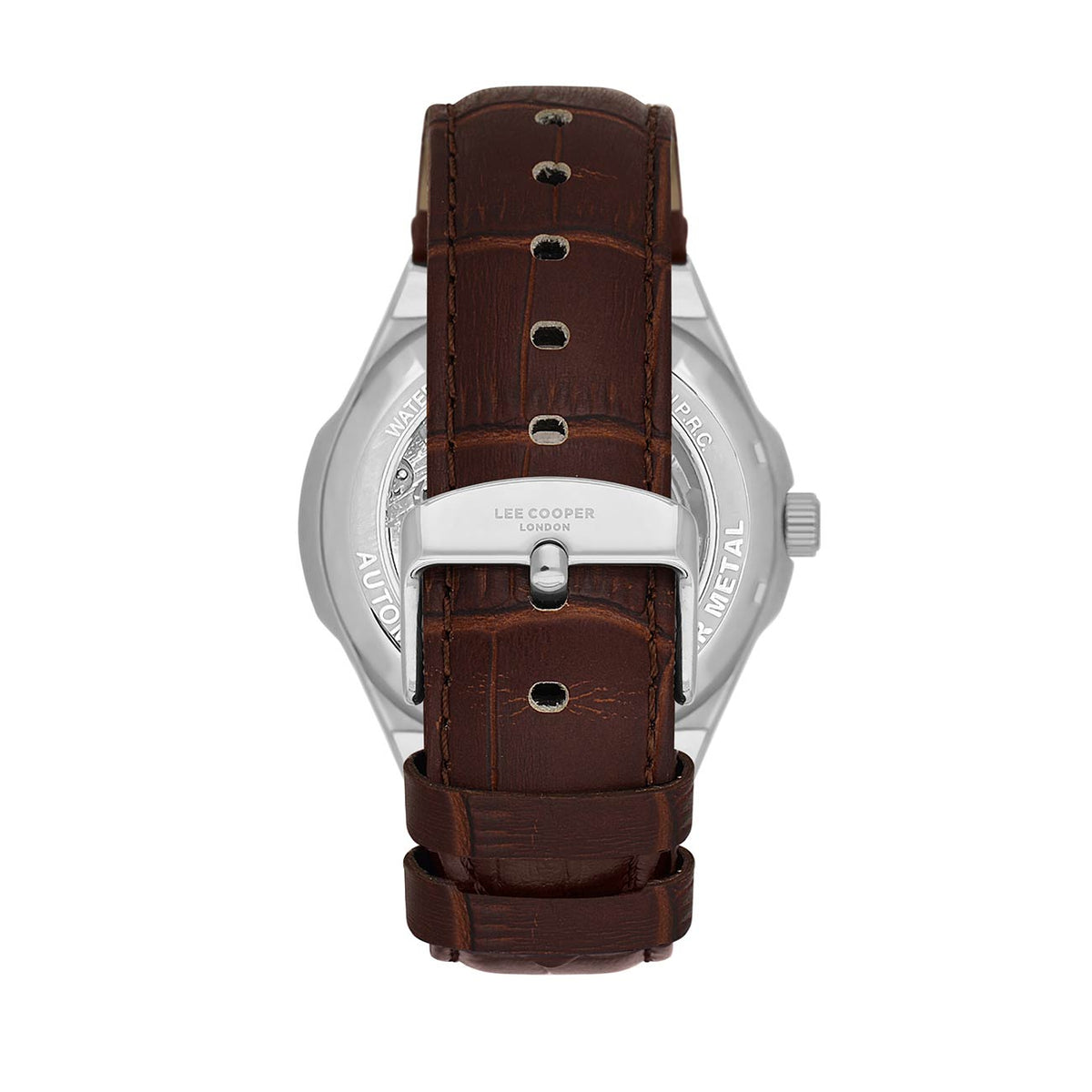 Montre homme Lee Cooper Oxford automatique squelette cuir – vue arrière
