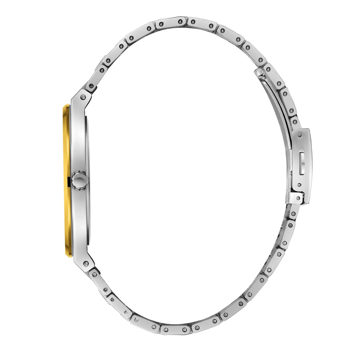 Montre homme Lee Cooper Piccadilly lunette dorée cadran noir – vue de profil