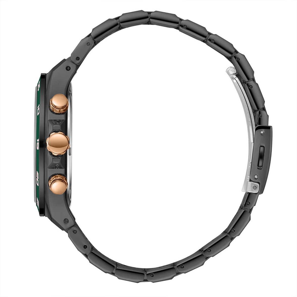Montre homme Lee Cooper Silverstone noire et verte – vue de profil