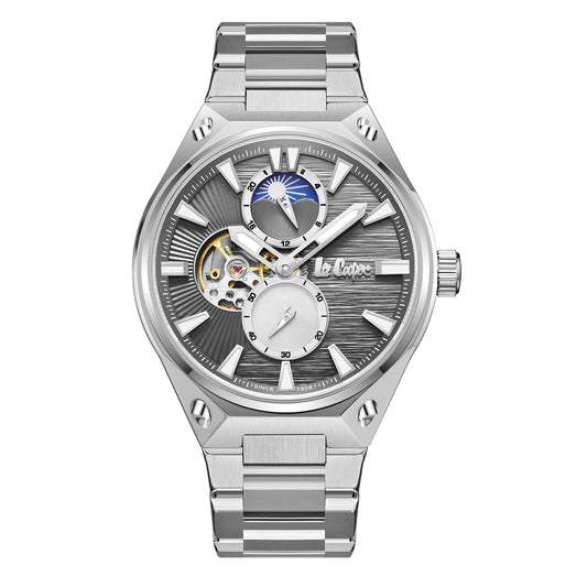 Montre homme Lee Cooper Greenwich automatique moon phase – vue de face