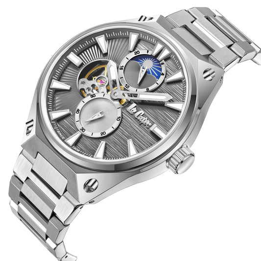 Montre homme Lee Cooper Greenwich automatique moon phase – vue de trois-quarts