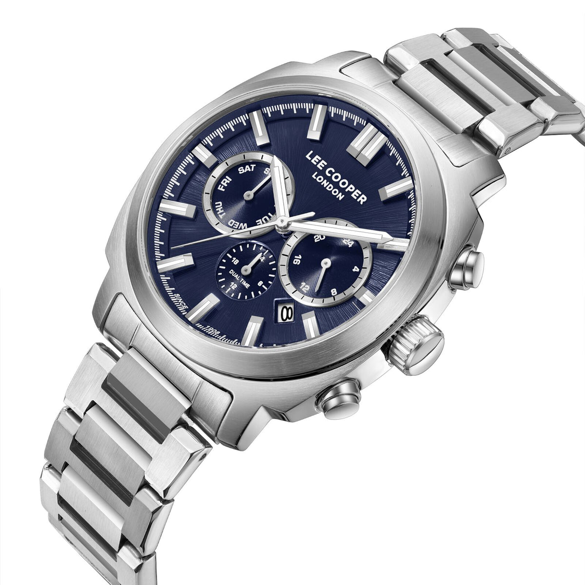 Montre homme Lee Cooper Westminster multifonction bleu marine – vue de trois-quarts