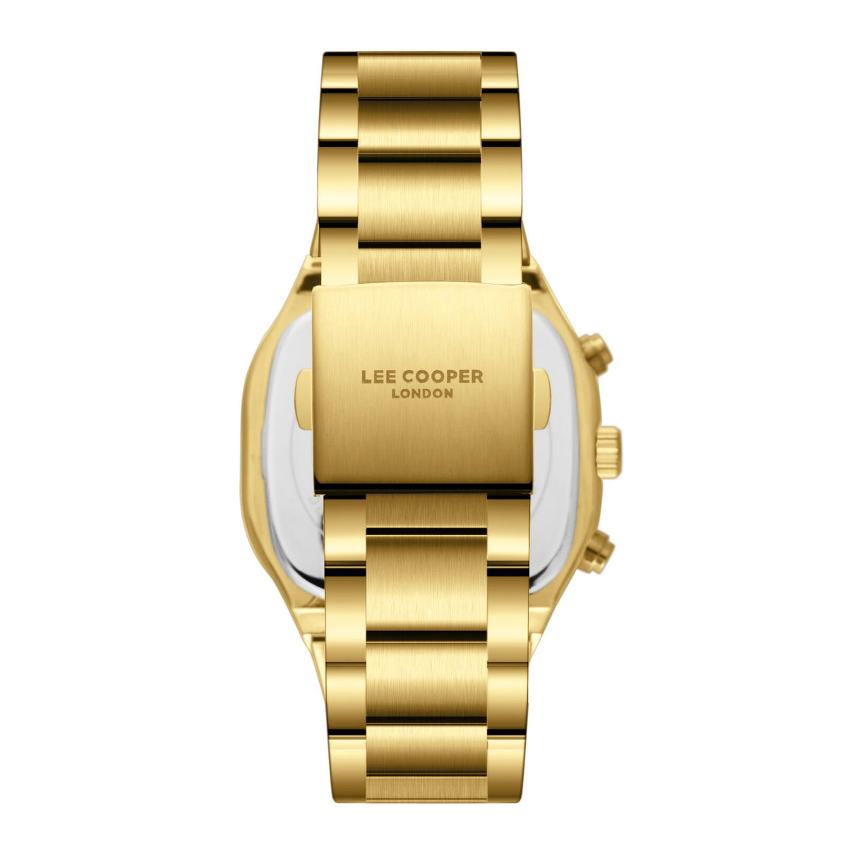 Montre homme Lee Cooper Windsor carrée dorée – vue arrière