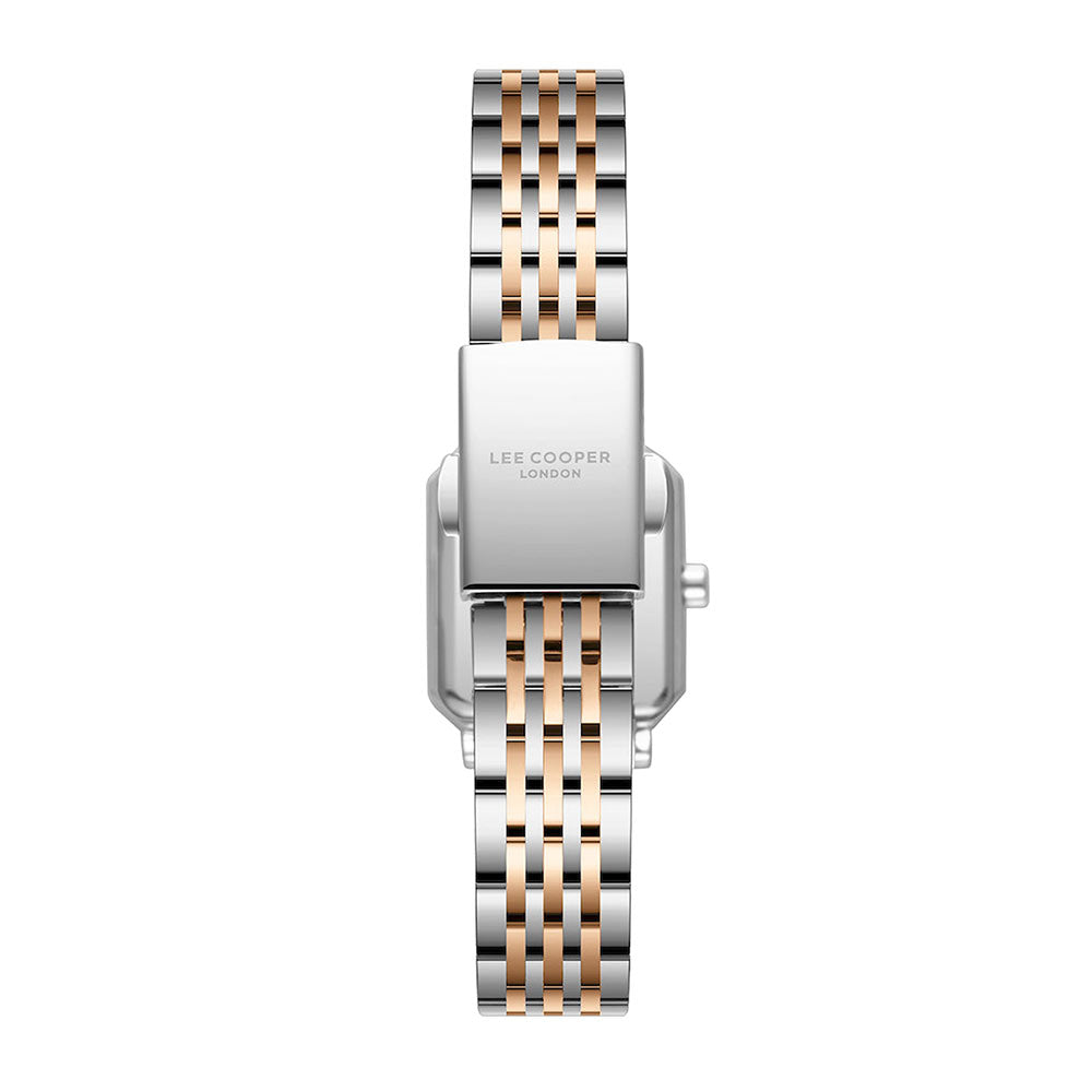 Montre femme Lee Cooper Belgravia rectangulaire rose doré – vue arrière