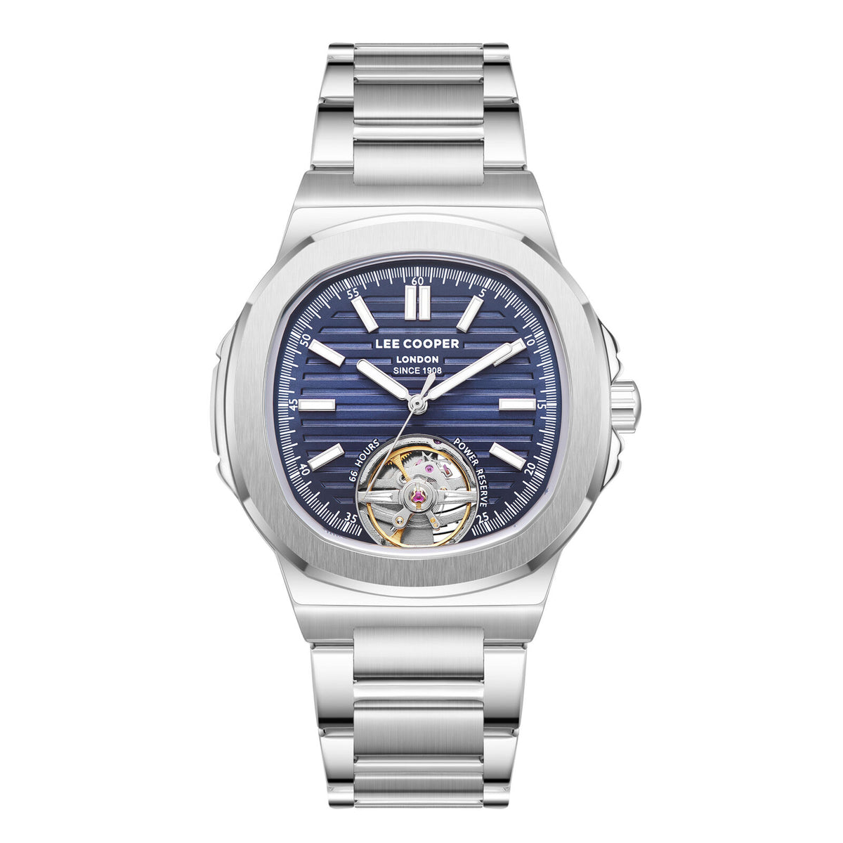 Montre homme Lee Cooper Regent automatique cœur ouvert – vue de face