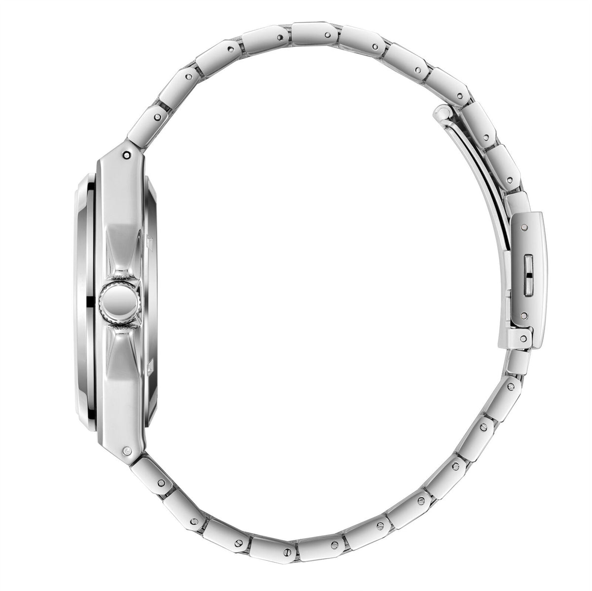 Montre homme Lee Cooper Hampton automatique cœur ouvert bleu – vue de profil