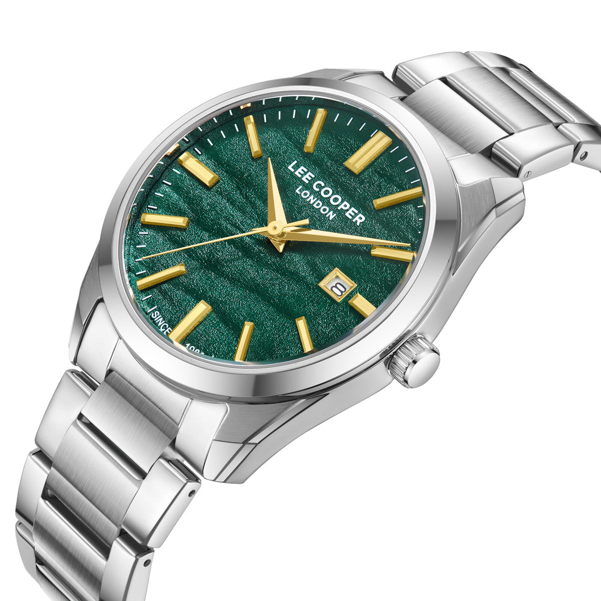 Montre homme Lee Cooper Richmond cadran vert texturé – vue de trois-quarts