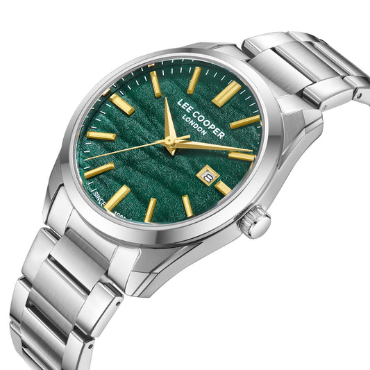 Montre homme Lee Cooper Richmond cadran vert texturé – vue de trois-quarts