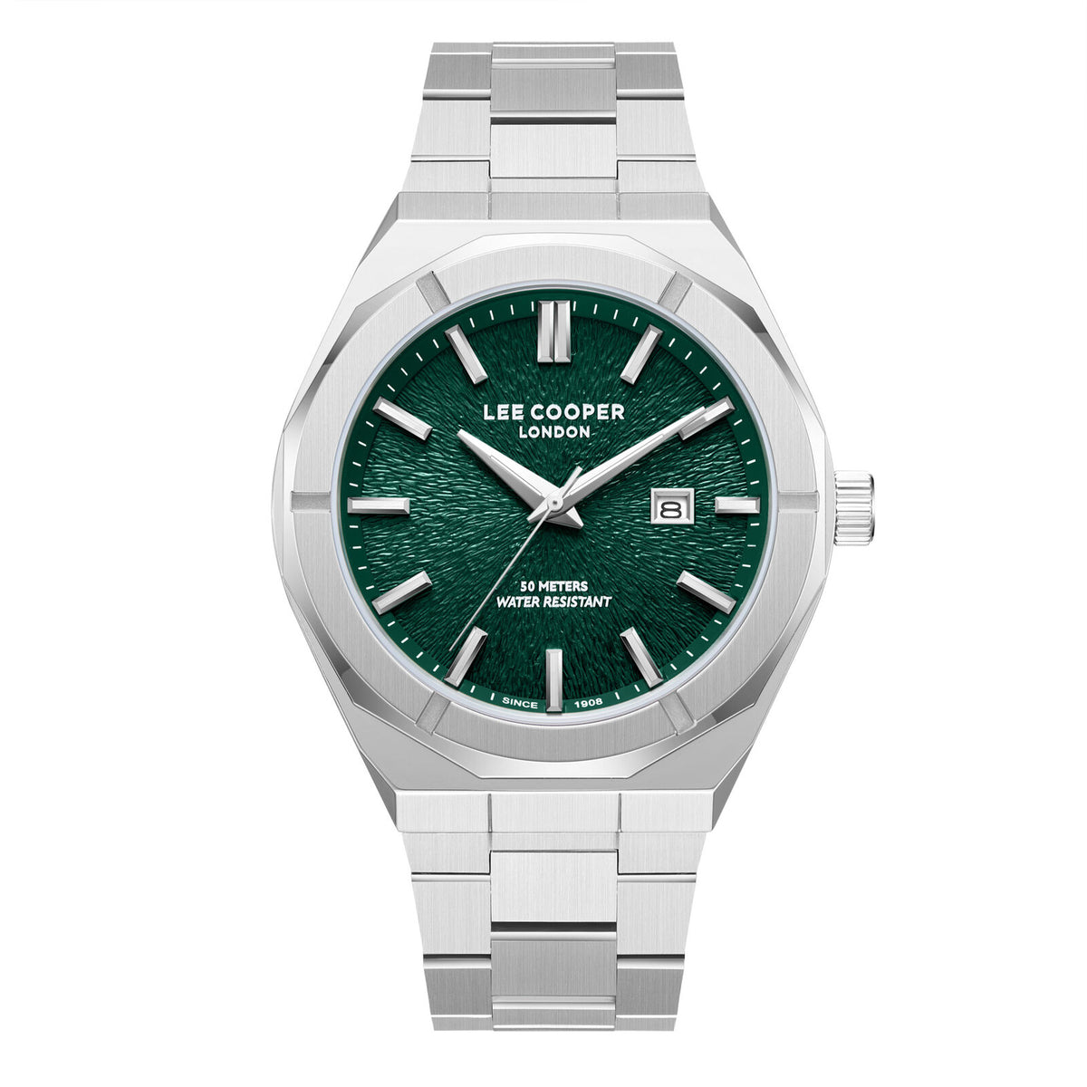 Montre homme Lee Cooper Knightsbridge octogonale cadran vert – vue de face