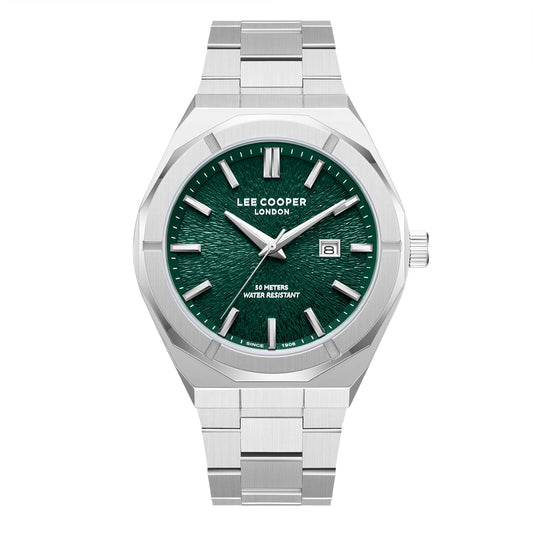 Montre homme Lee Cooper Knightsbridge octogonale cadran vert – vue de face