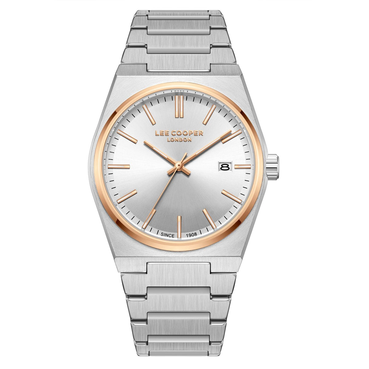 Montre homme Lee Cooper Marylebone acier cadran argenté – vue de face