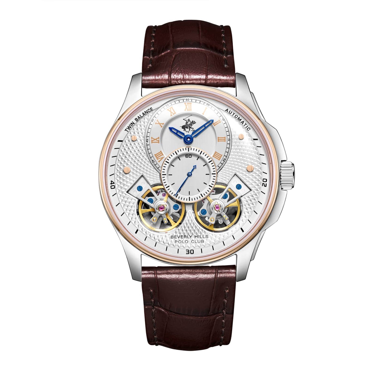 Beverly Hills Polo Club Montre Homme Automatic Twin Balance Cuir