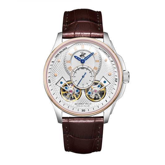 Beverly Hills Polo Club Montre Homme Automatic Twin Balance Cuir