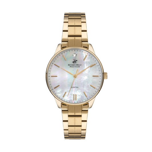 Beverly Hills Polo Club Montre Femme Diamond Nacré Dorée