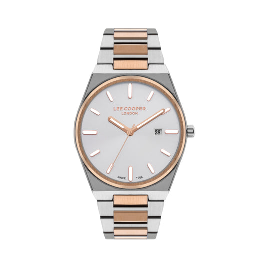 Montre homme Lee Cooper Soho bicolore cadran blanc – vue de face
